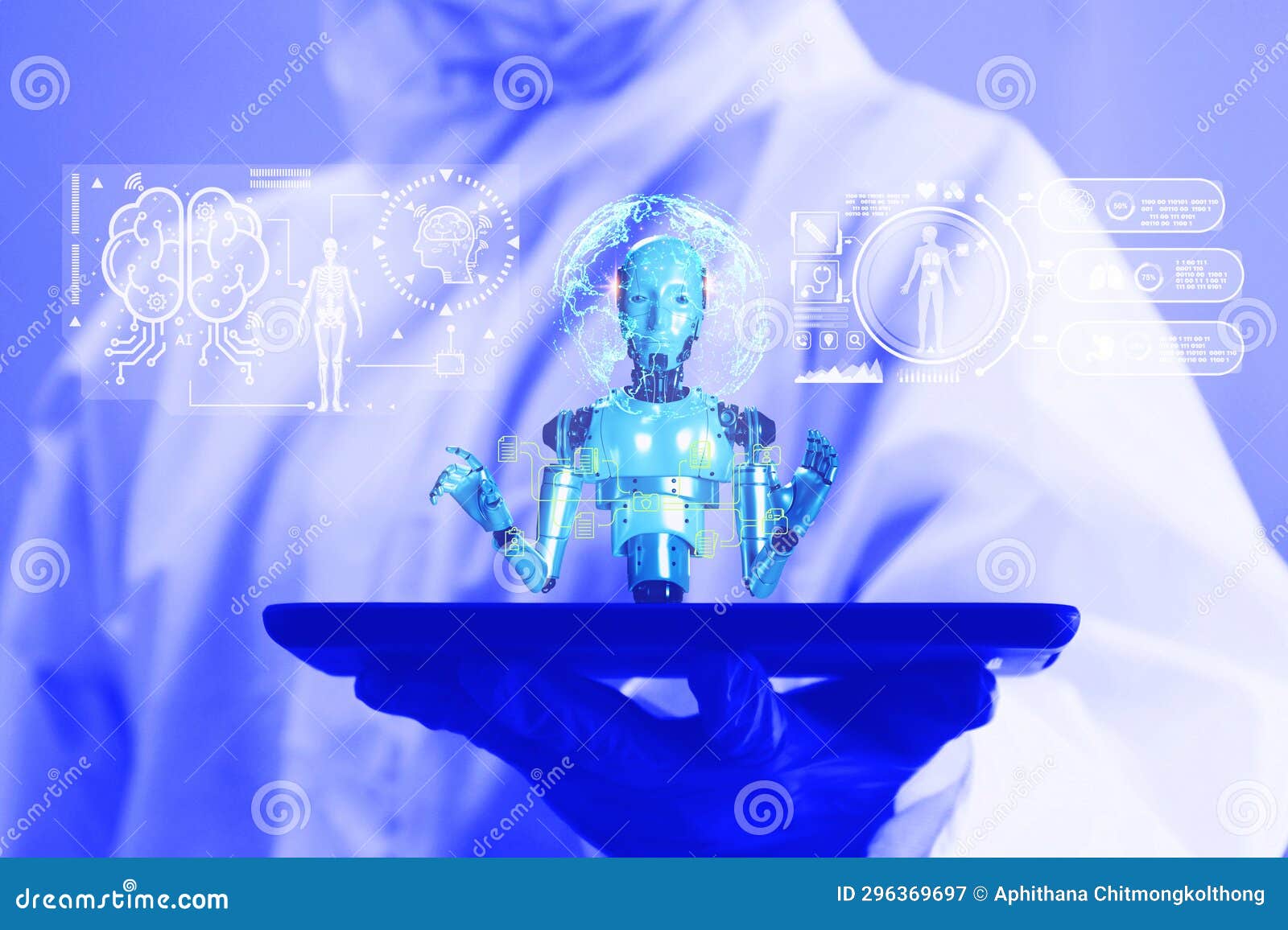 The Doctor Using Laptop Hatting Artificial Intelligence Choosing