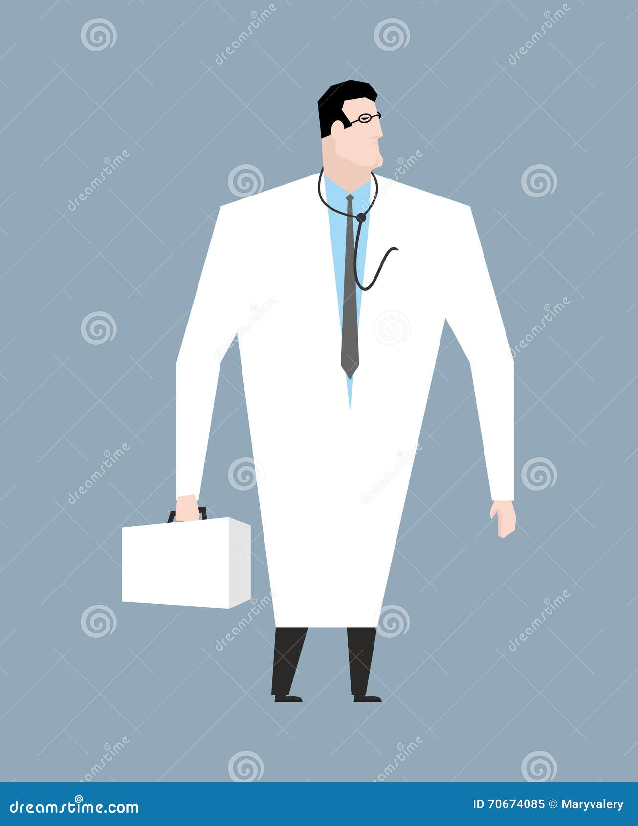 Doctor in White Coat. Doc with Stethoscope Stock Vector - Illustration ...