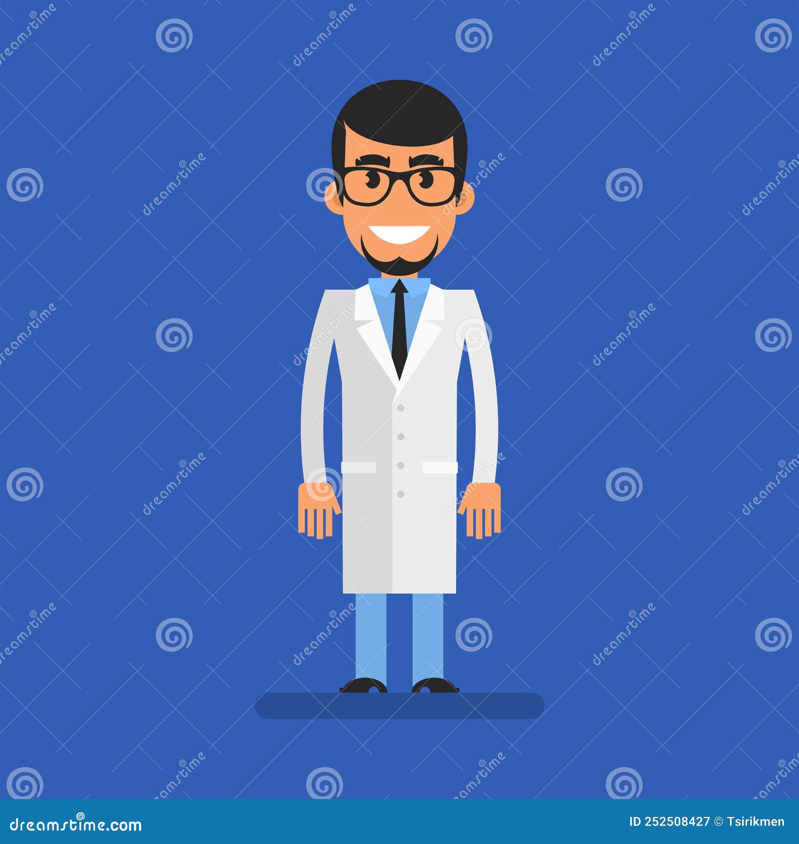 Doctor in White Coat Standing and Smiling Stock Vector Illustration