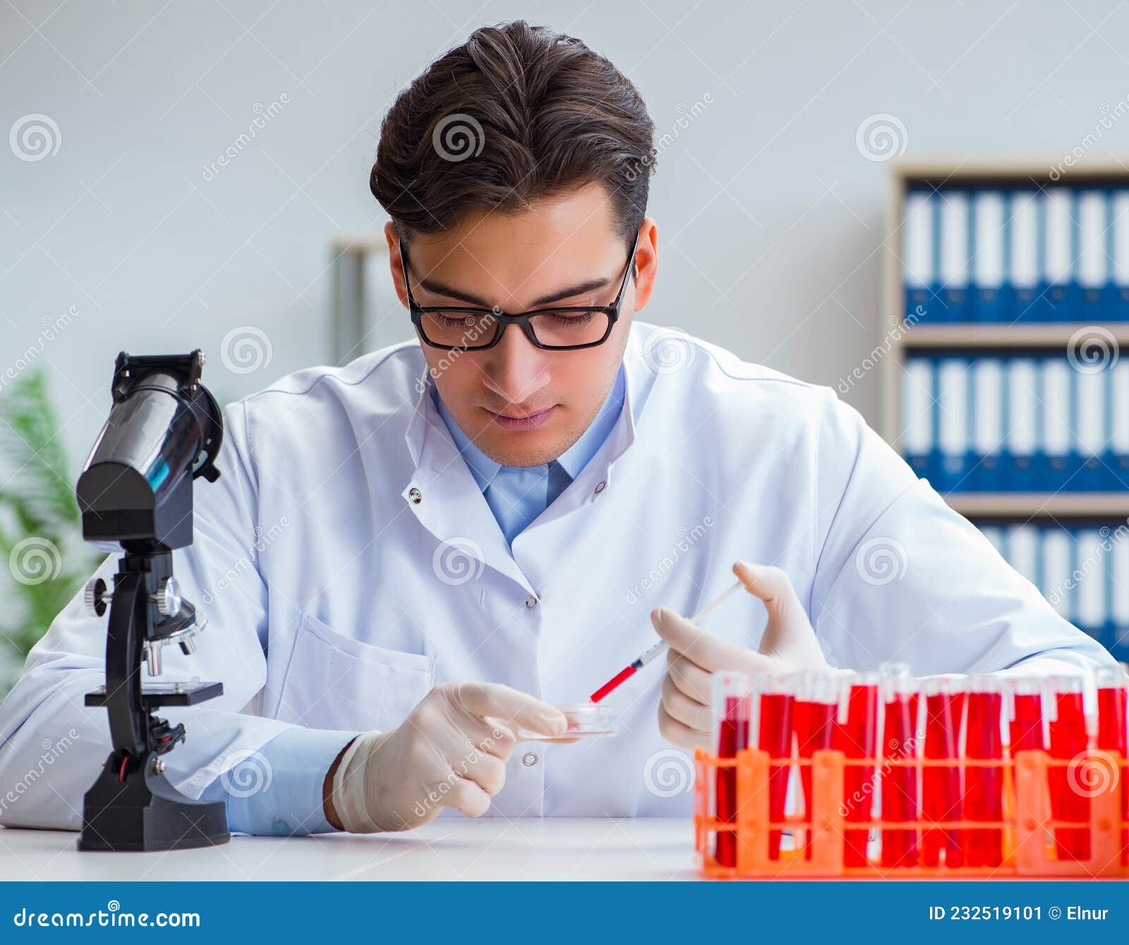 Doctor Working with Blood Samples Stock Image Image of investigation