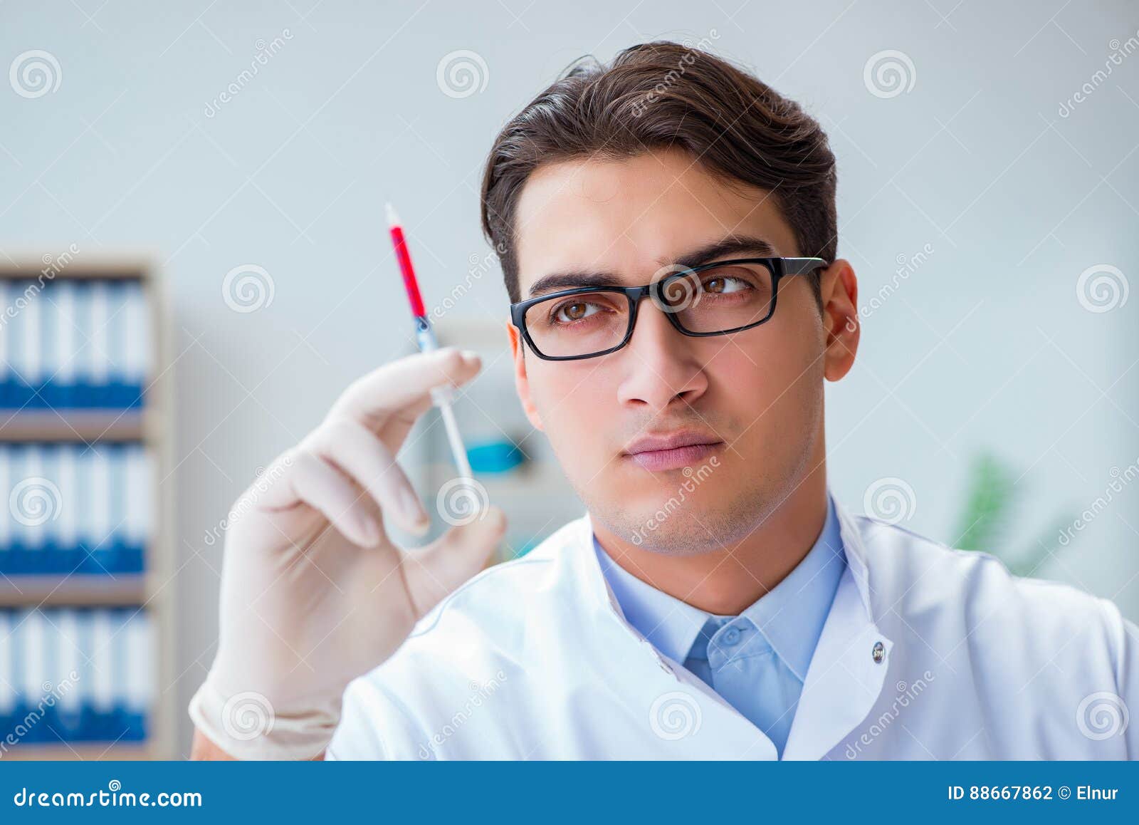 The Doctor Working with Blood Samples Stock Photo Image of care