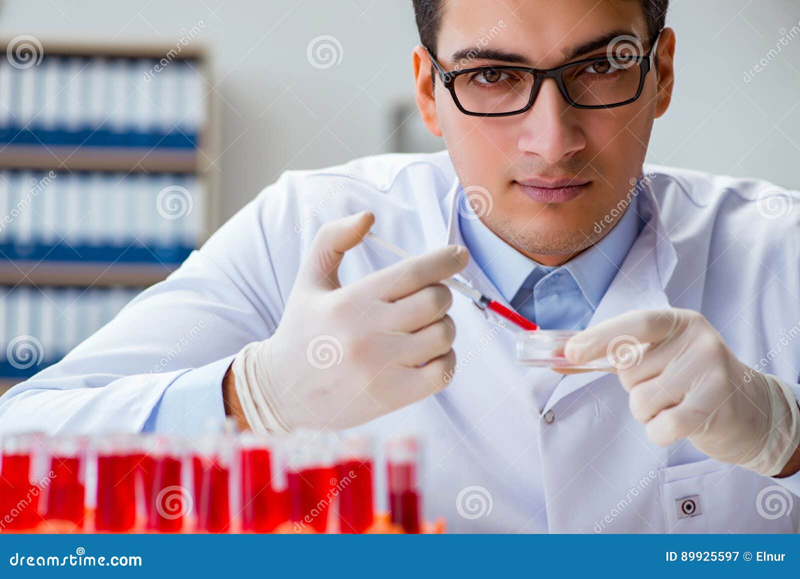 The Doctor Working with Blood Samples Stock Image Image of medical