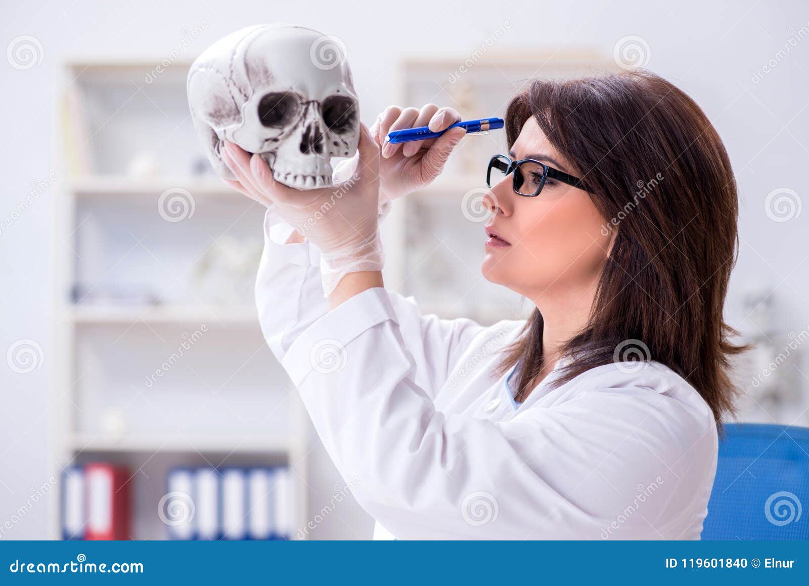 The Doctor Working in the Lab on Skeleton Stock Photo Image of