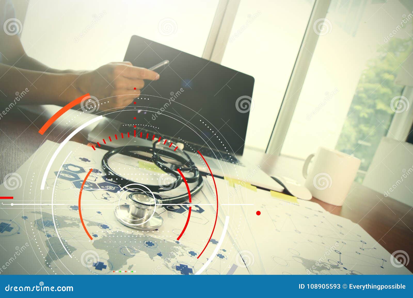 doctor working with laptop computer in medical workspace office