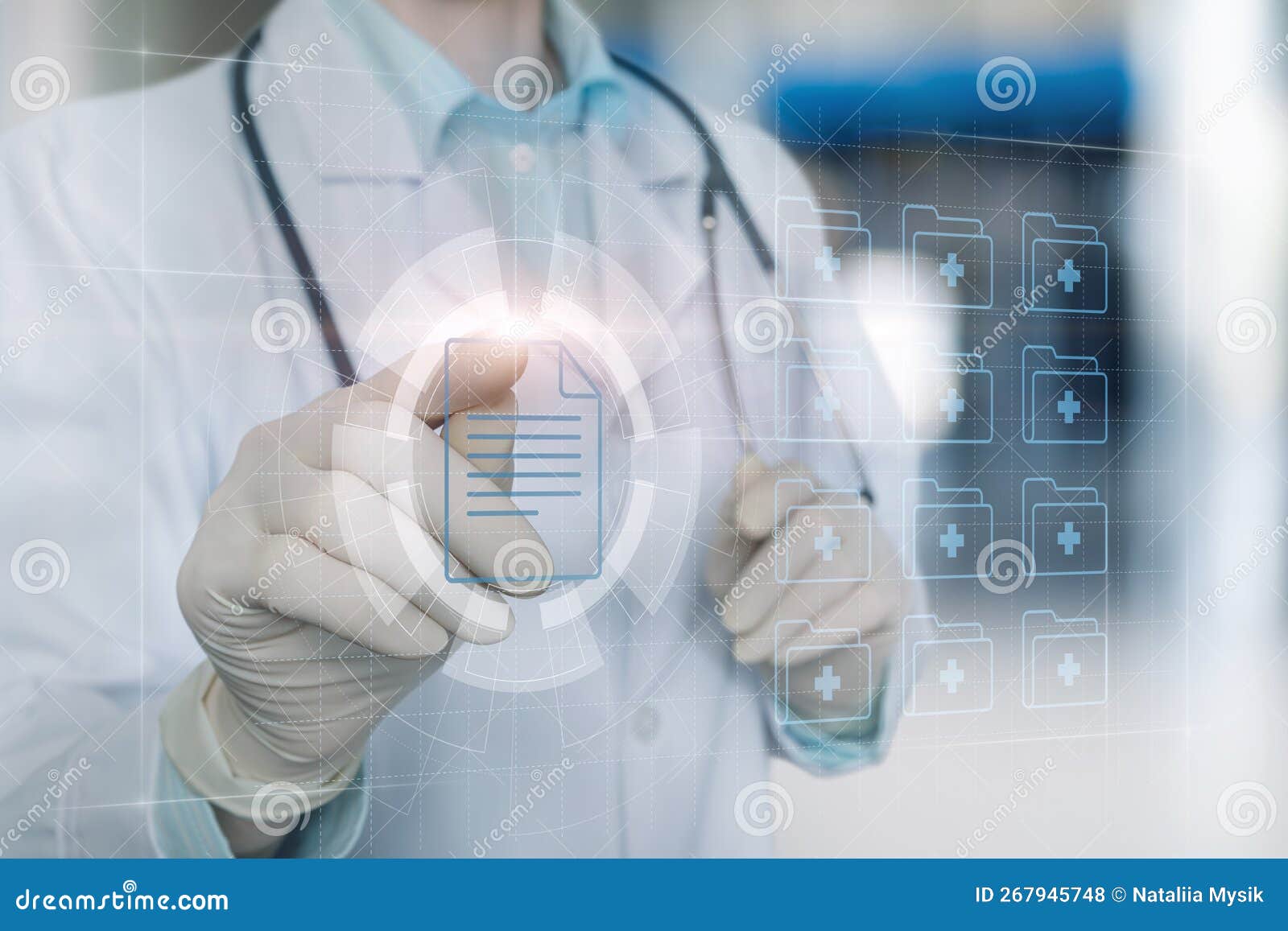 Doctor Works with Electronic Patient Record Stock Photo Image of