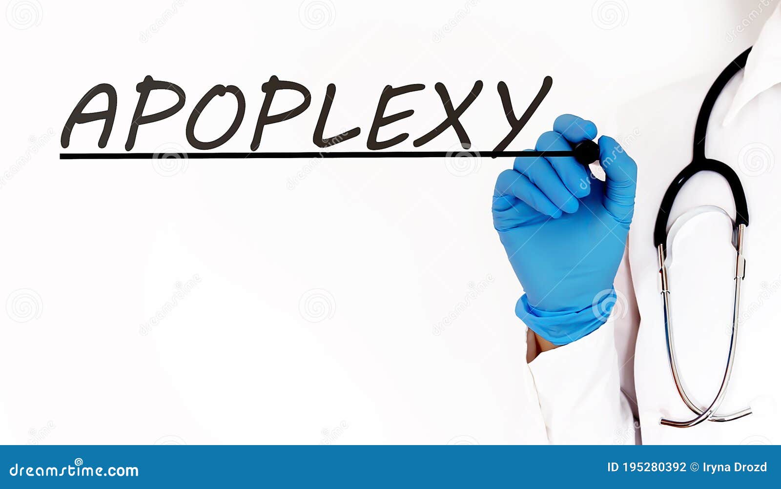 doctor writing word apoplexy . medical concept on white background