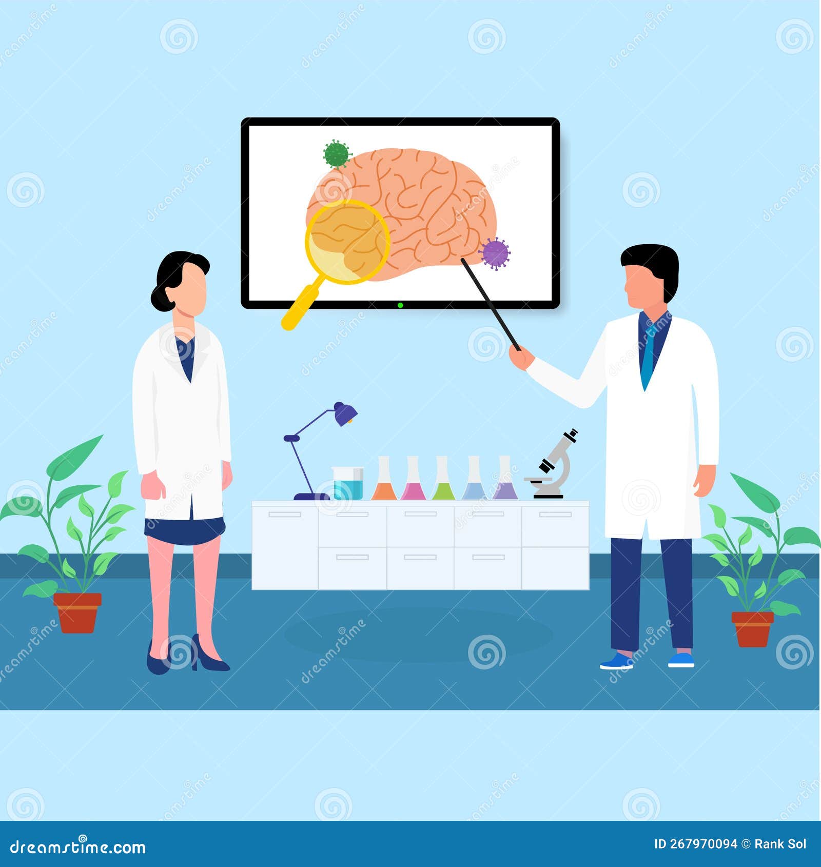 Doctors Analyzing Brain for Tumors or Problems in the Laboratory