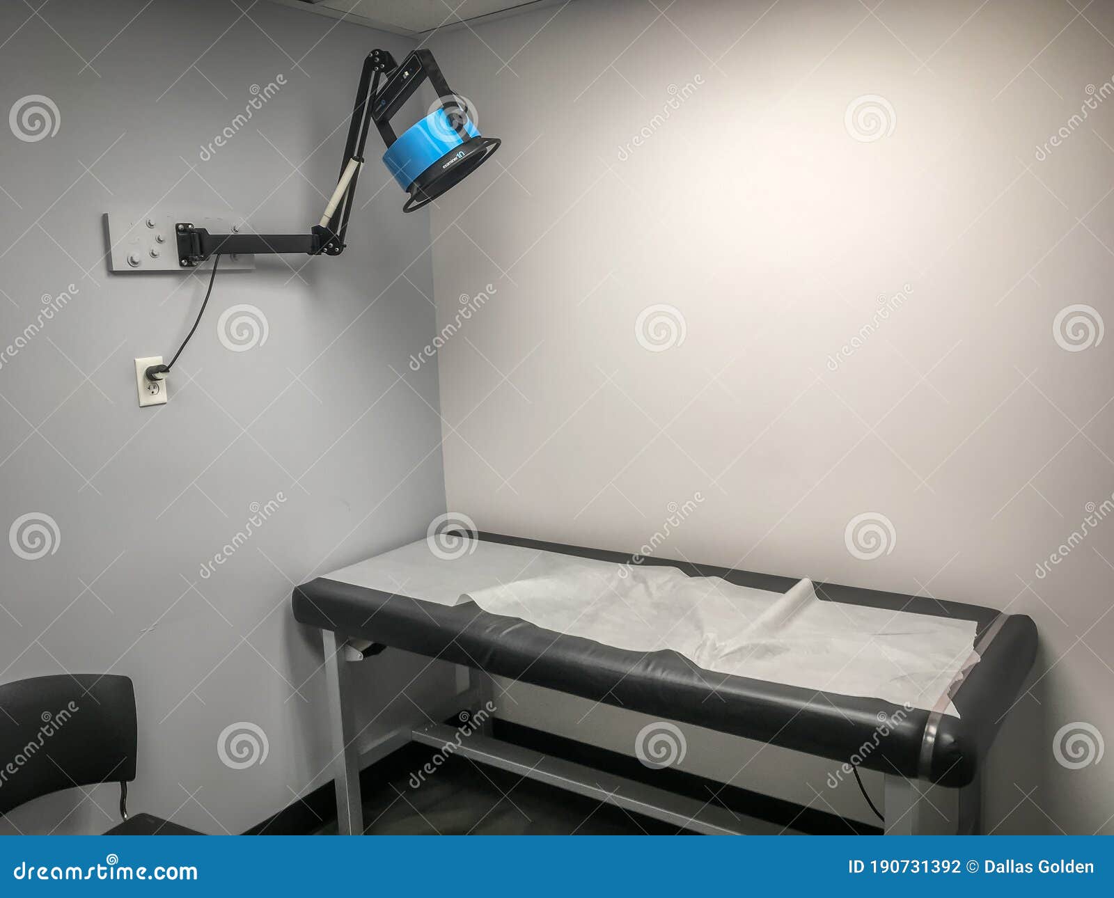 Doctors Examination Bed in Doctor`s Office Stock Photo Image of table