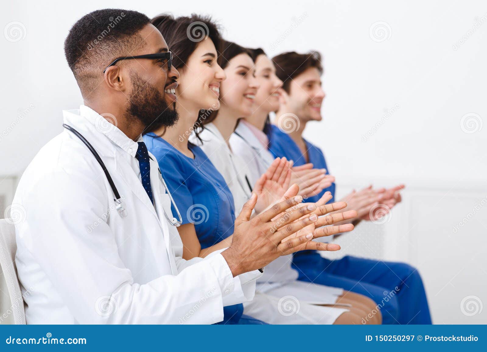 Doctors and Interns Clapping Hands at Conference Stock Image Image of