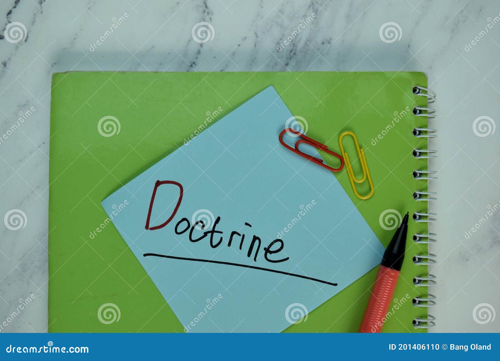 doctrine write on sticky note  on wooden table