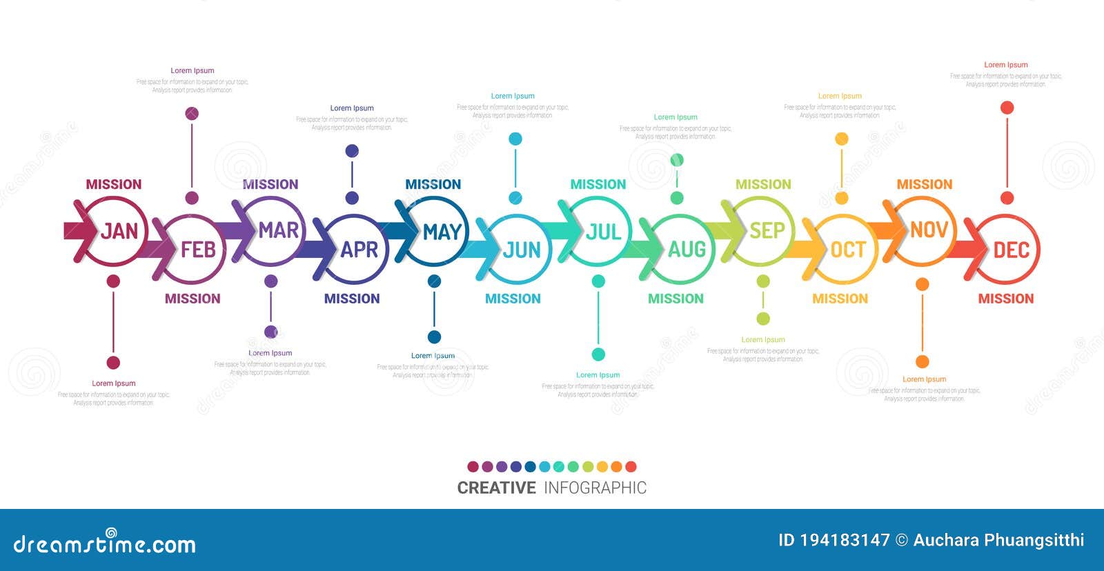 Timeline Design Vector For Presentation 12 Months 1 Year Stock Vector