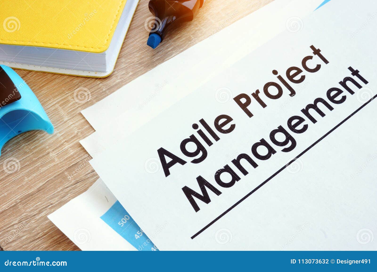 document agile project management on a table.