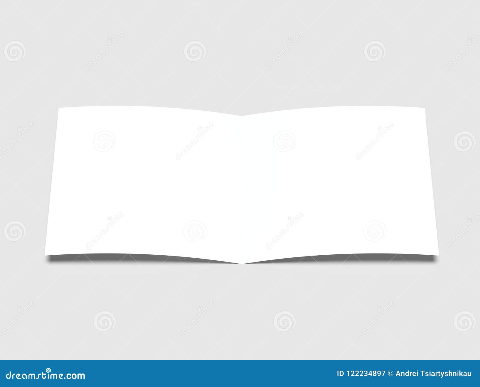 Document blad met zachte schaduwen op een lichte achtergrond Lay-out van een open prentbriefkaar 3D Illustratie. Document blad met zachte schaduwen op een lichte achtergrond Malplaatje voor ontwerp Lay-out van een open prentbriefkaar 3D Illustratie