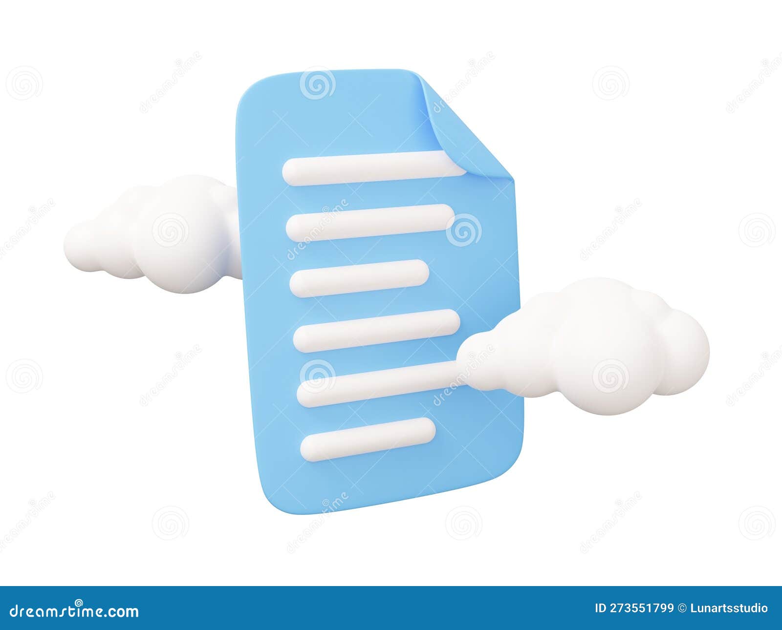 Document Cloud 3d Illustration. Minimal 3d Render Illustration Isolated