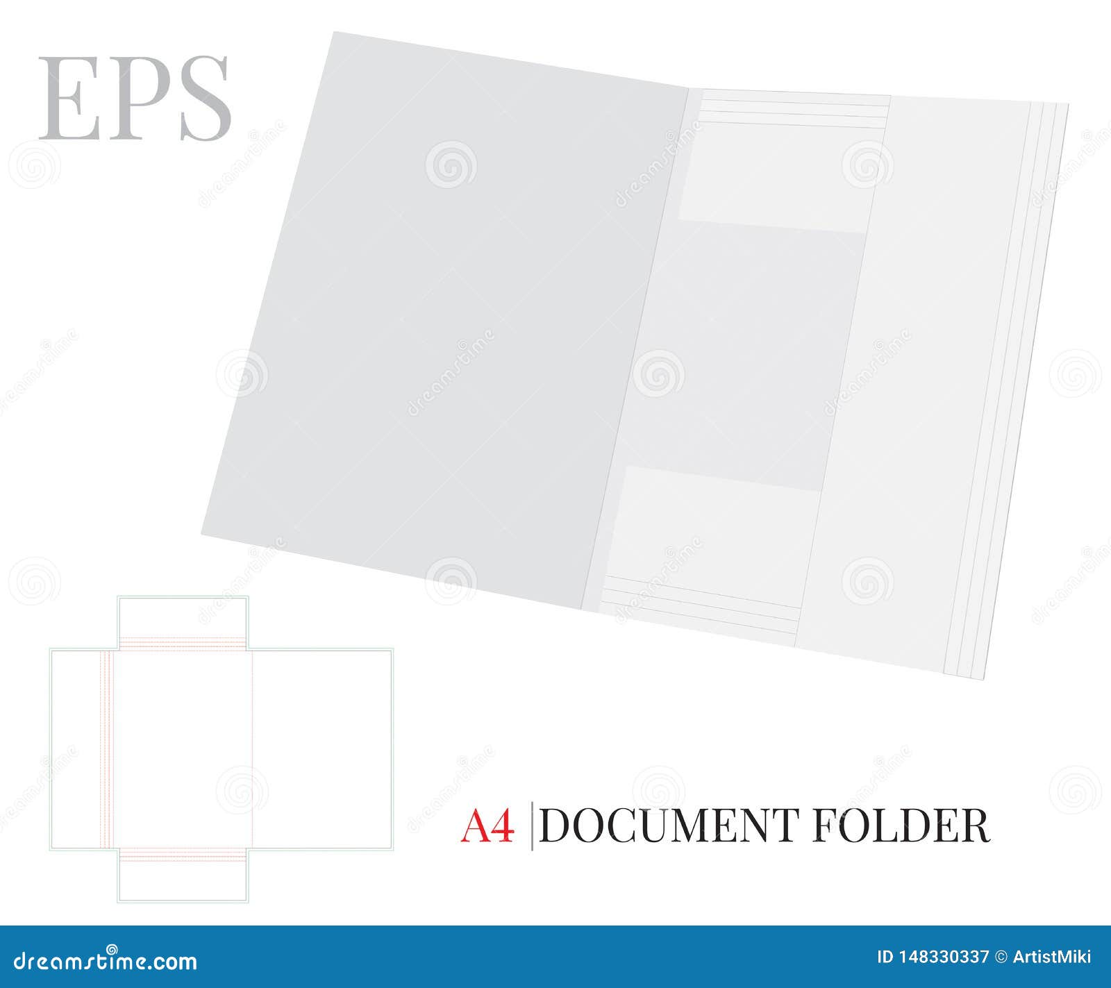 Document Folder Template A4. Vector With Die Cut / Laser Cut Lines