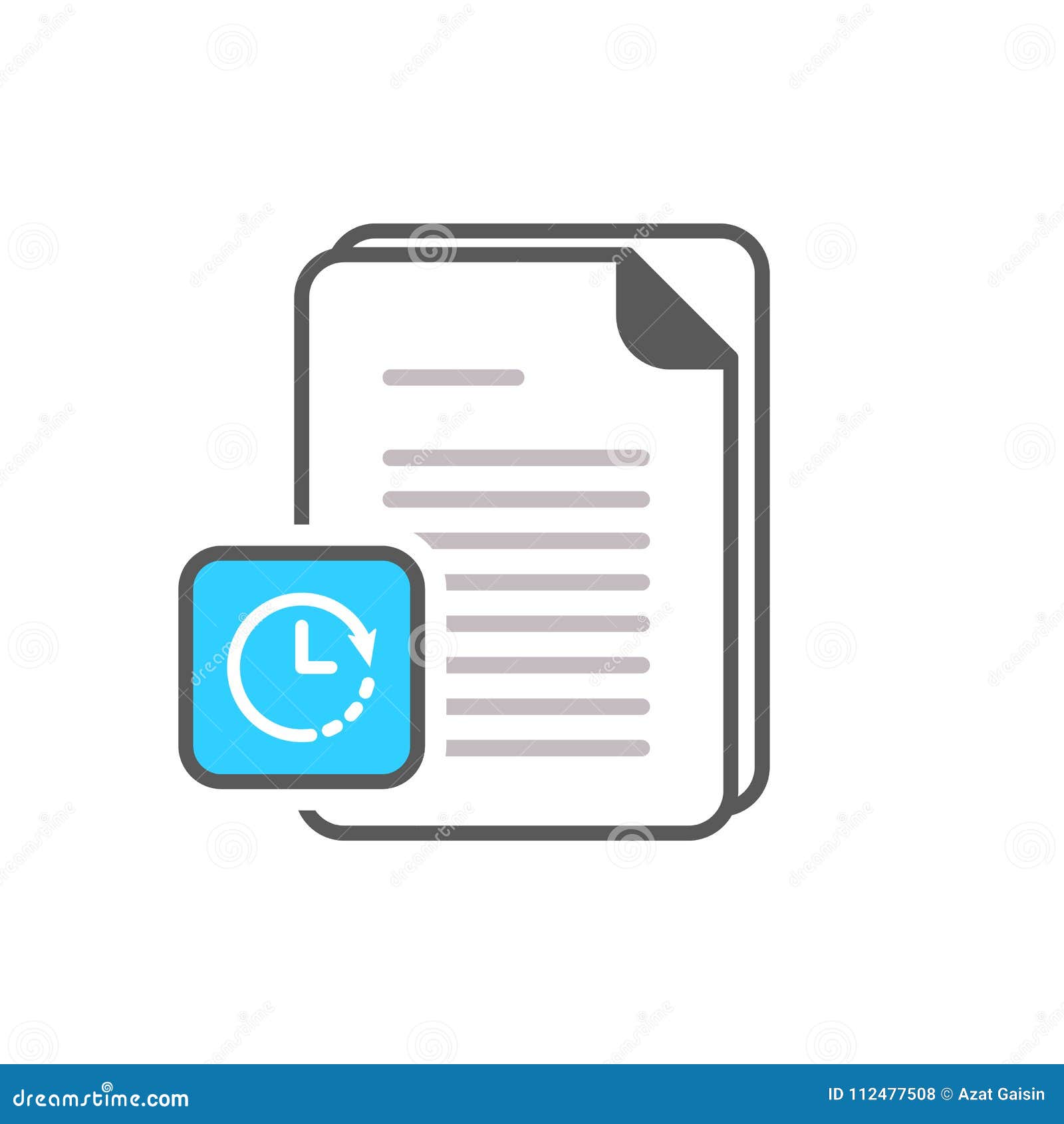 Document Icon with Clock Sign. Document Icon and Countdown, Deadline