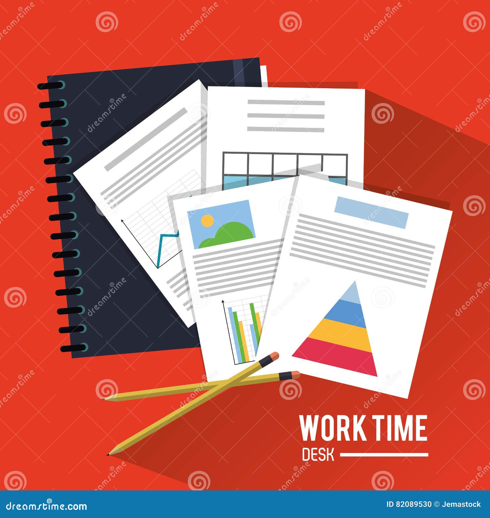 Document Office Work Time Supply Icon, Vector Stock Vector
