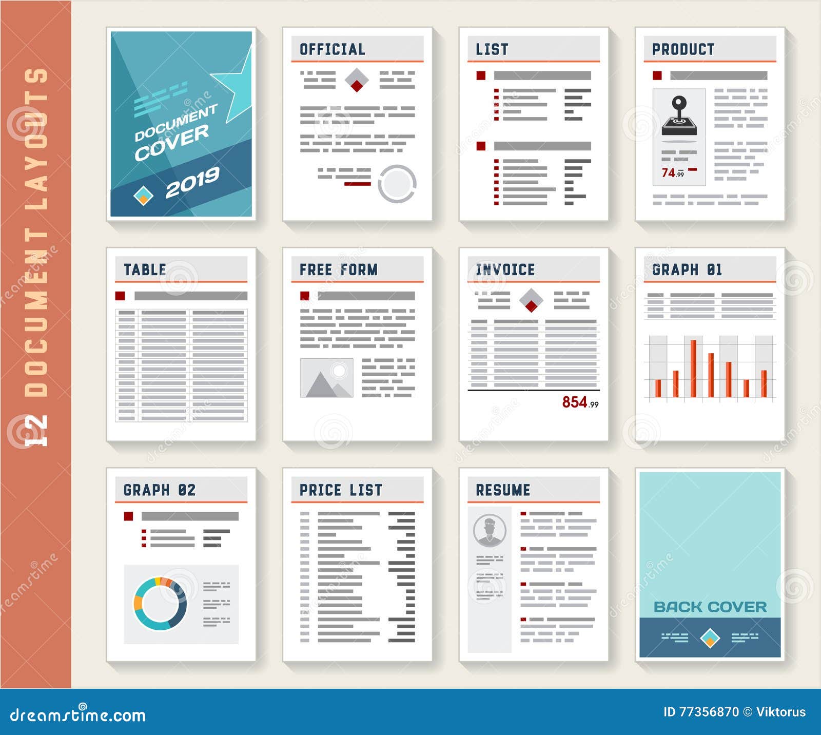 Download Document Report Layout Templates Mockup Set Stock Vector Illustration Of Diagram Price 77356870
