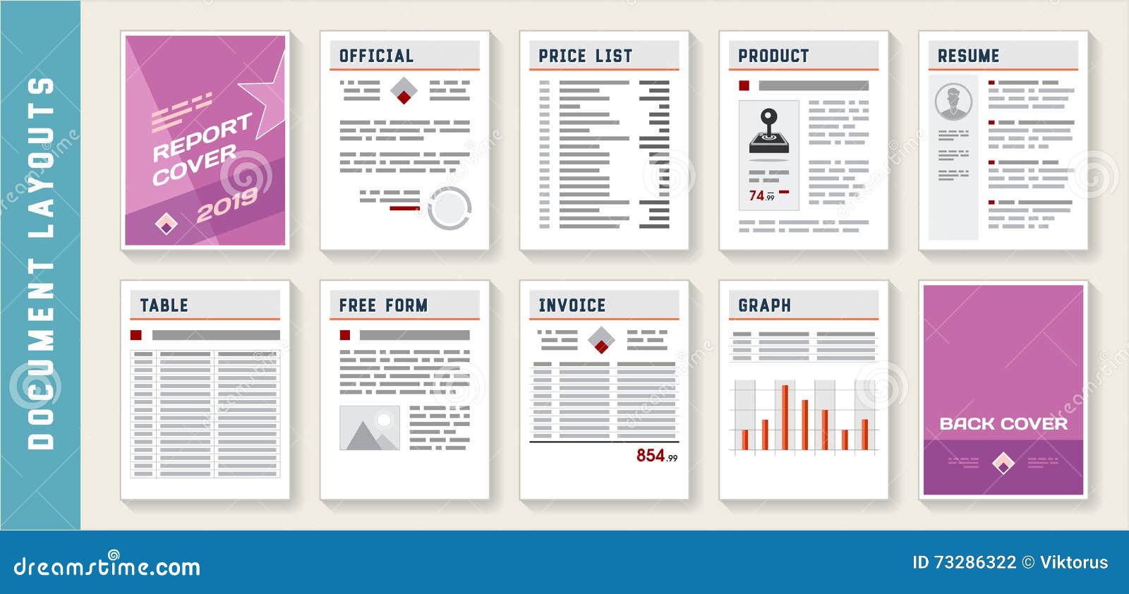 Document Report Layout Templates Set Stock Vector - Illustration Pertaining To Report Specification Template