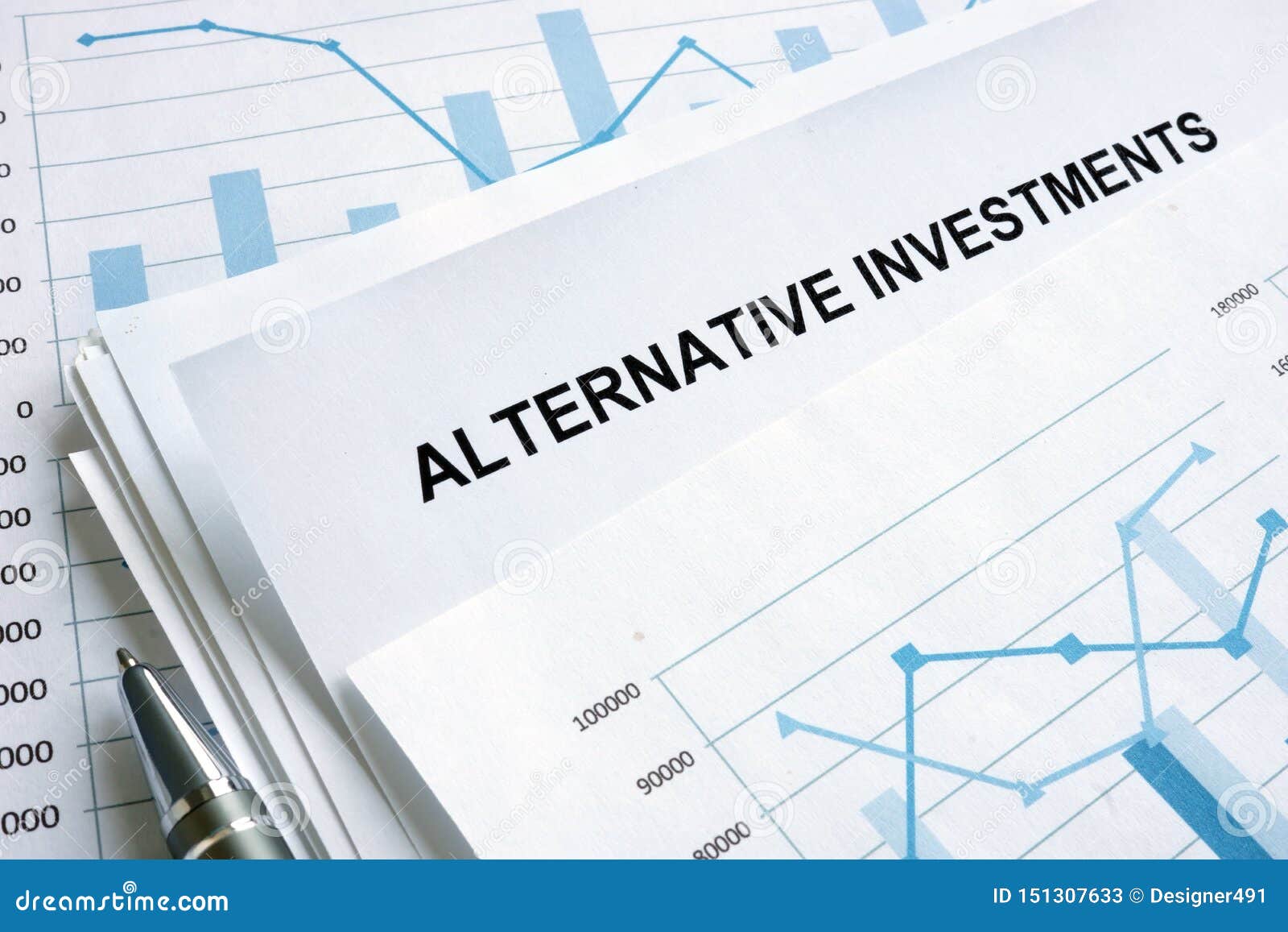 documents about alternative investments with financial charts