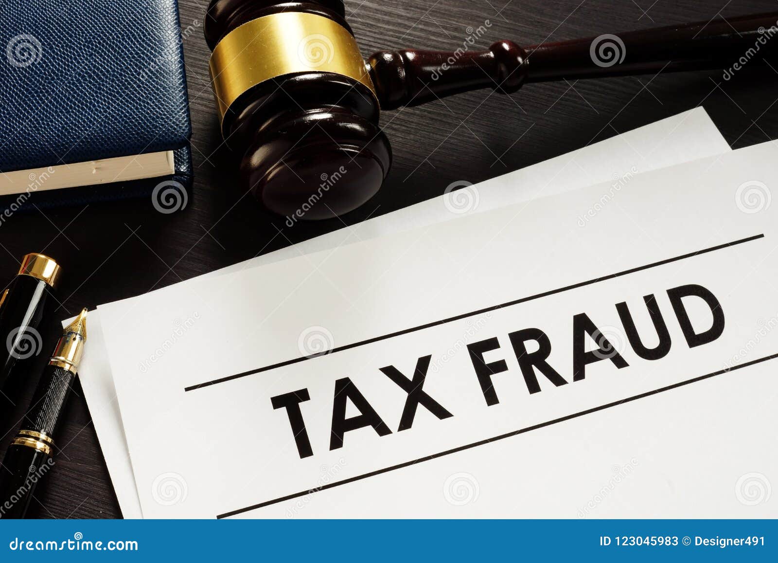 documents about tax fraud in the court.