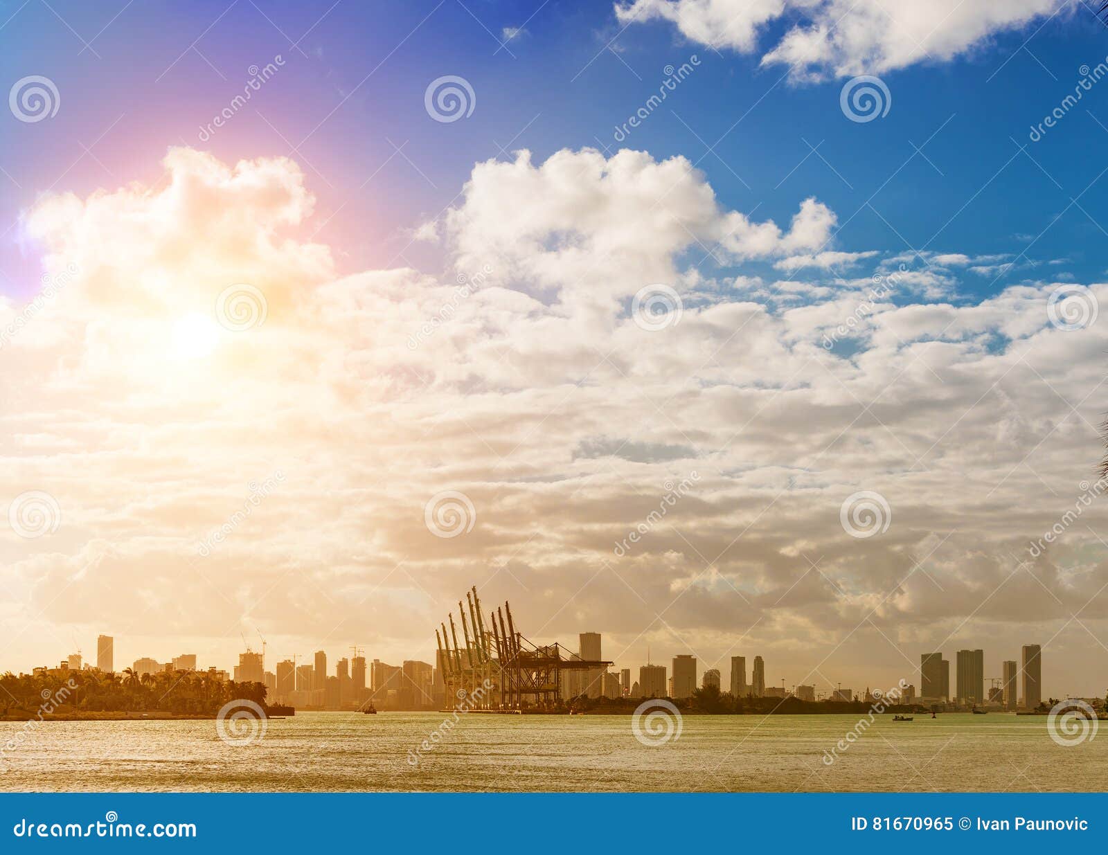 Dodge Island and Downtown Miami, FL Stock Image - Image of luxury ...