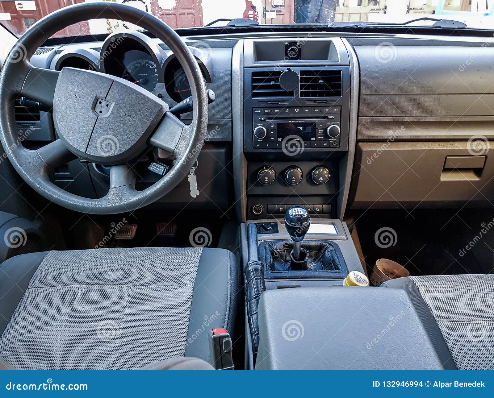 Dodge Nitro Dashboard, Missing Logo On The Steering Wheel . Editorial