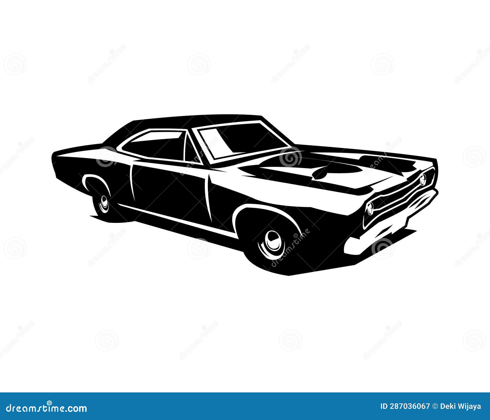 dodge super bee 1969.   silhouette.  white background view from side.