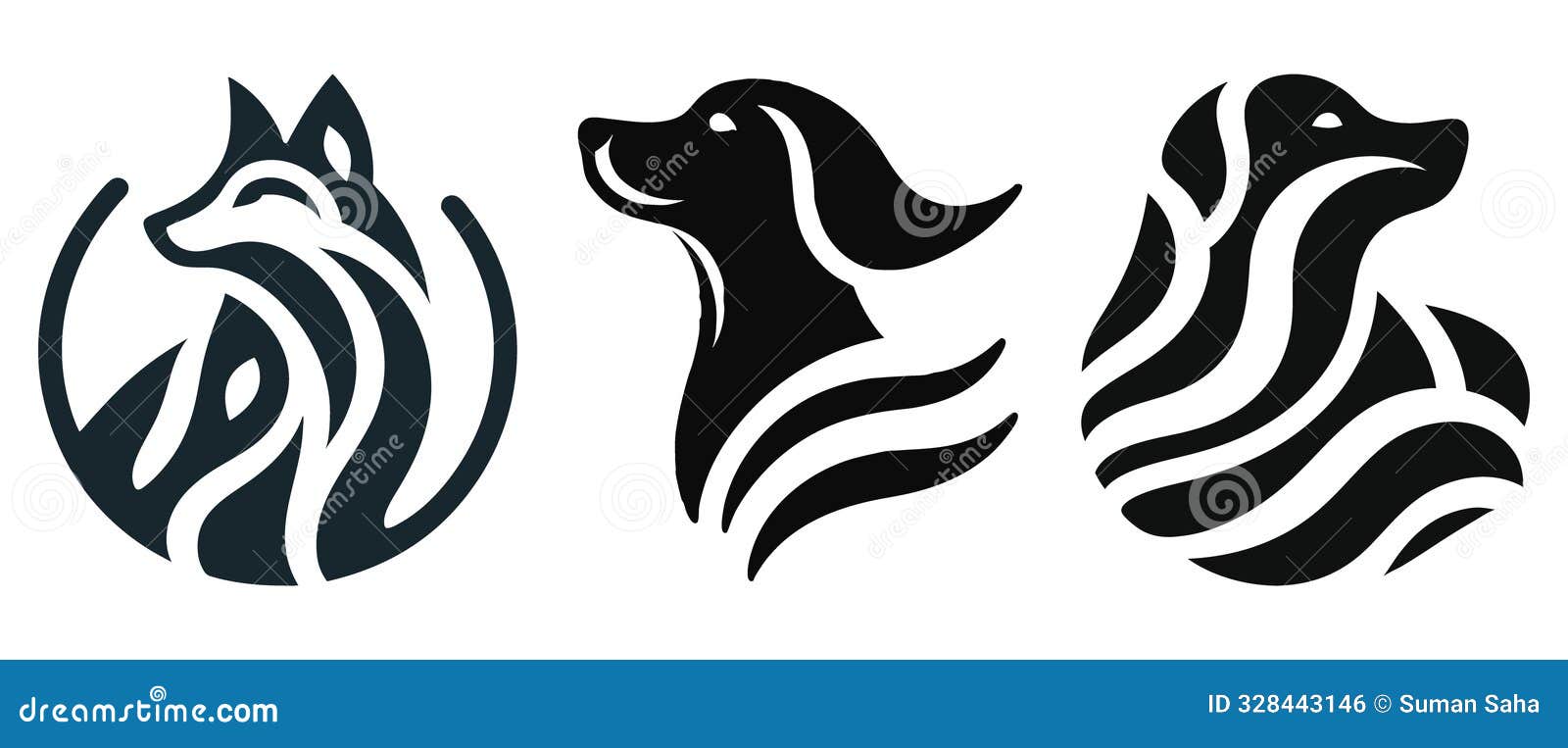 dog abstract logo  icon   creative, minimal, dog trainer or modern shop branding concept