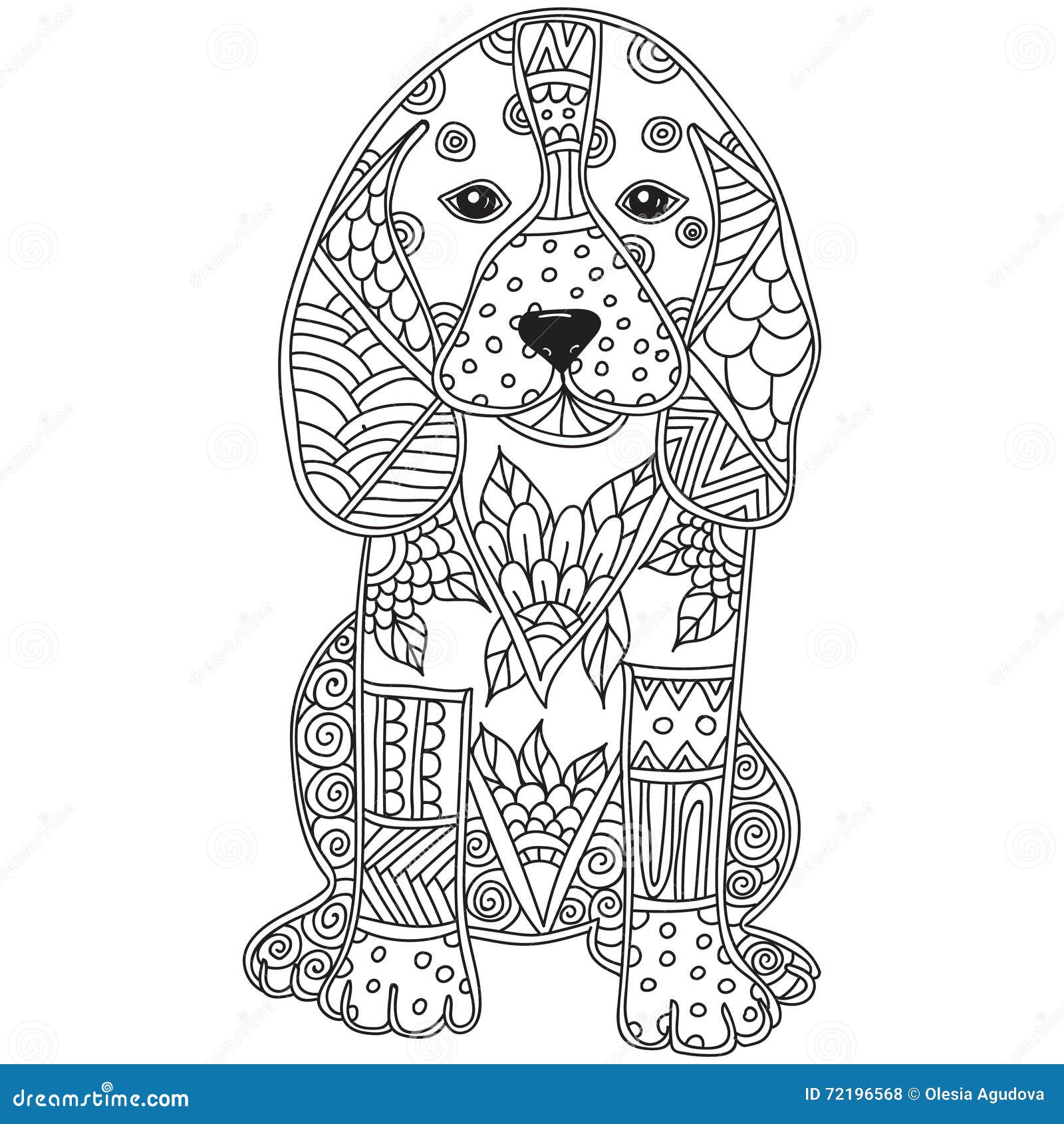 Dog Adult Antistress Or Children Coloring Page. Stock Vector Illustration of artwork, abstract Dog Adult Antistress Or Children Coloring Page. Stock Vector Illustration of artwork, abstract