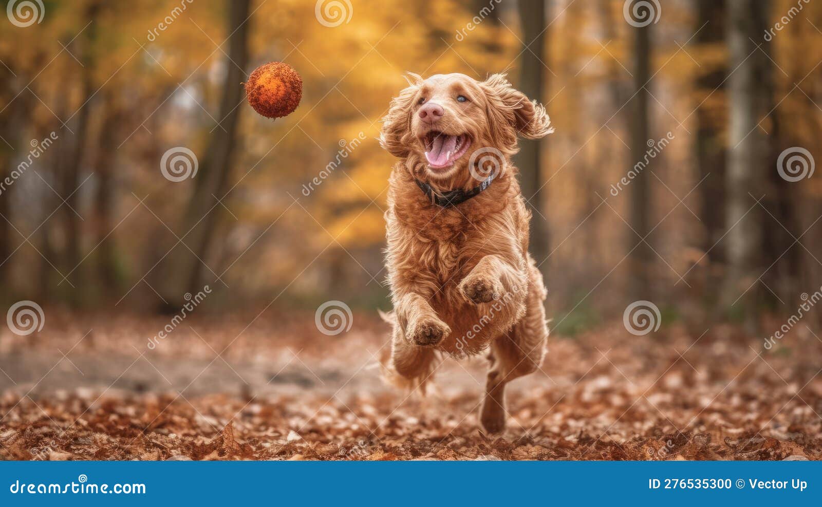 Dog in the Air Catching a Ball. Generative AI Stock Illustration