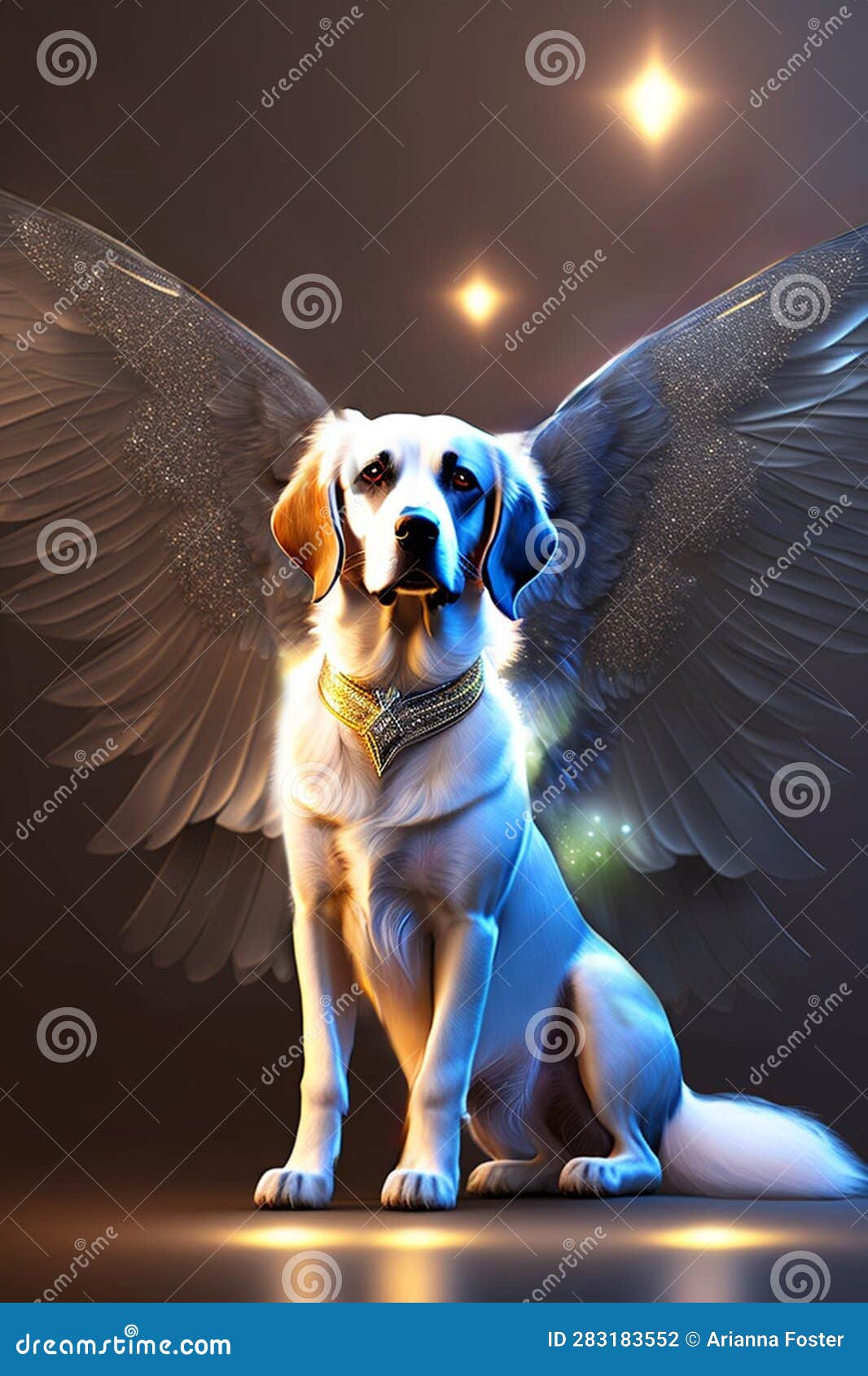 Dog with Angel Wings. Ai Generated. Stock Illustration Illustration