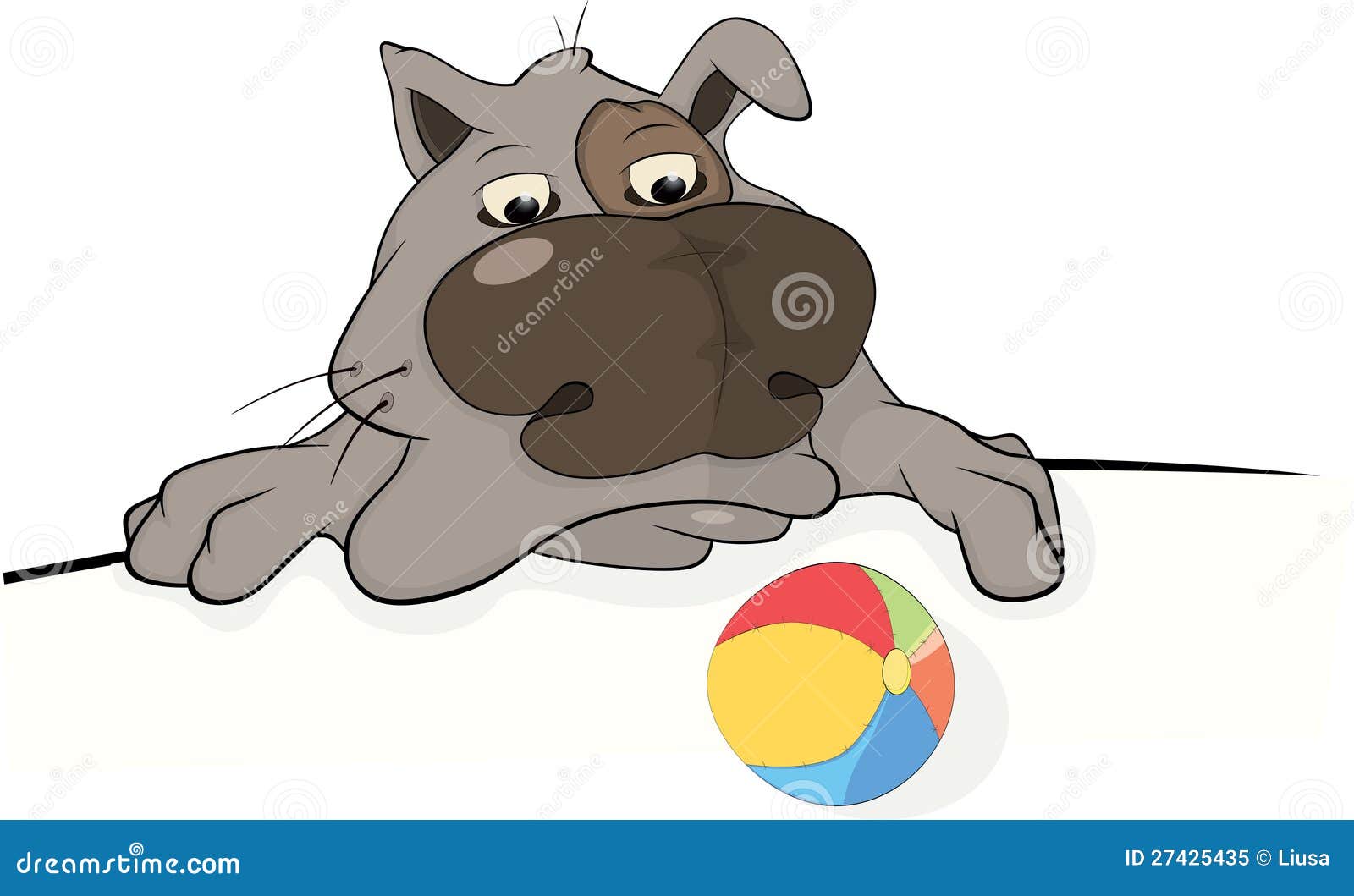 Dog and a ball. Cartoon stock vector. Illustration of bulldog 27425435