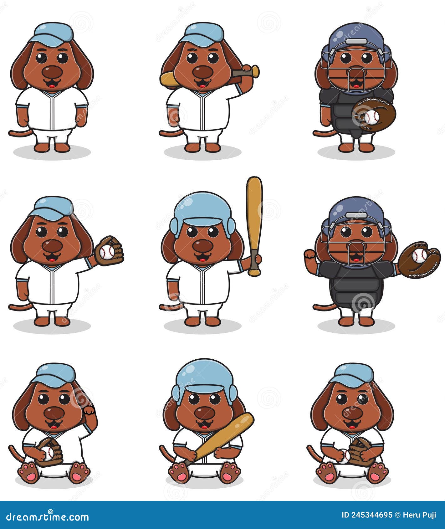Cute Dog with Baseball Costume Stock Vector Illustration of league