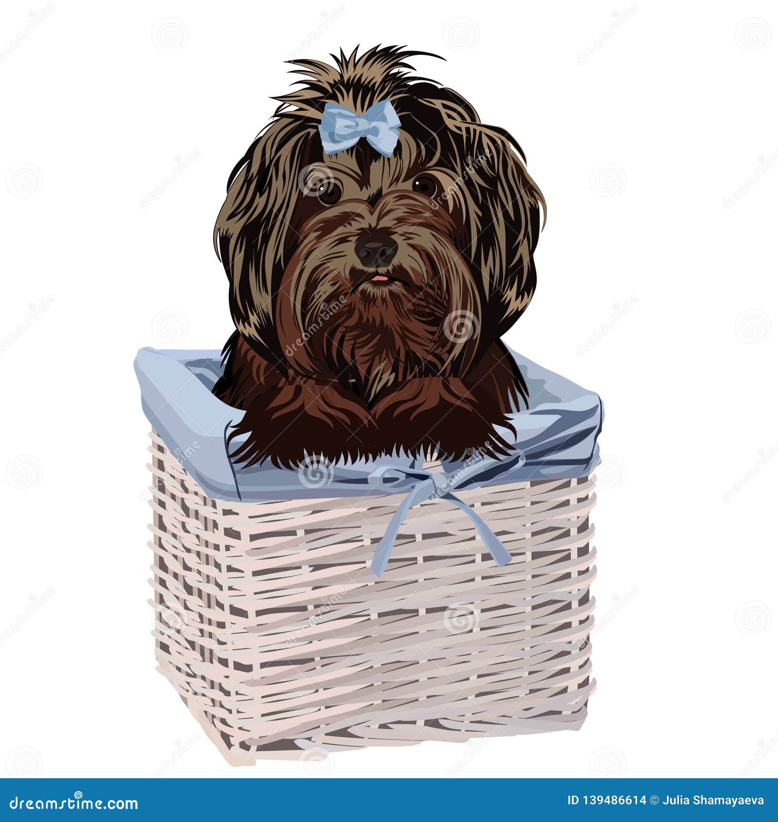Dog in a Basket. Vector Illustration. Stock Photo Image of wicker