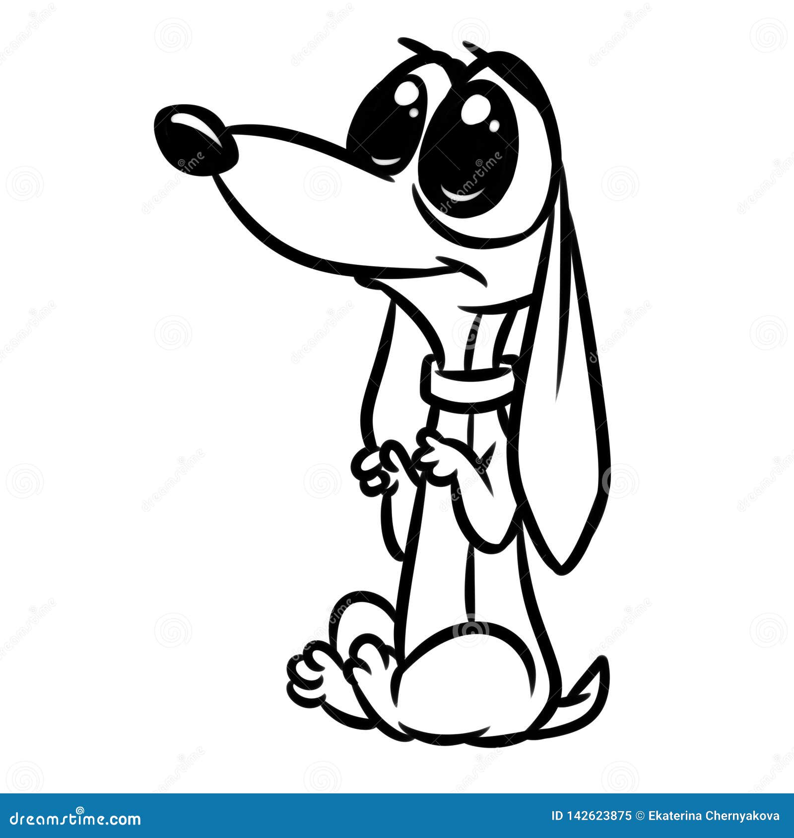 Dog Big Eyes Cartoon Coloring Page Stock Illustration ...
