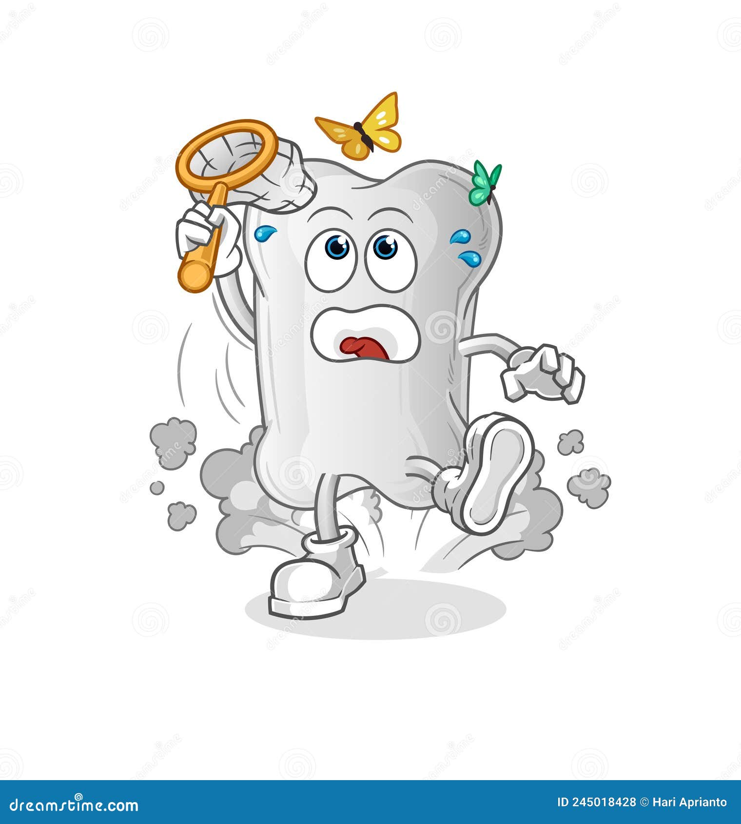 Dog Bone Catch Butterfly Illustration. Character Vector Stock Vector