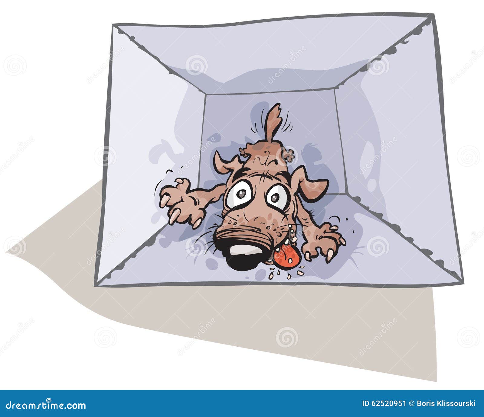 Dog in a box. stock vector. Illustration of drawn, surprise 62520951