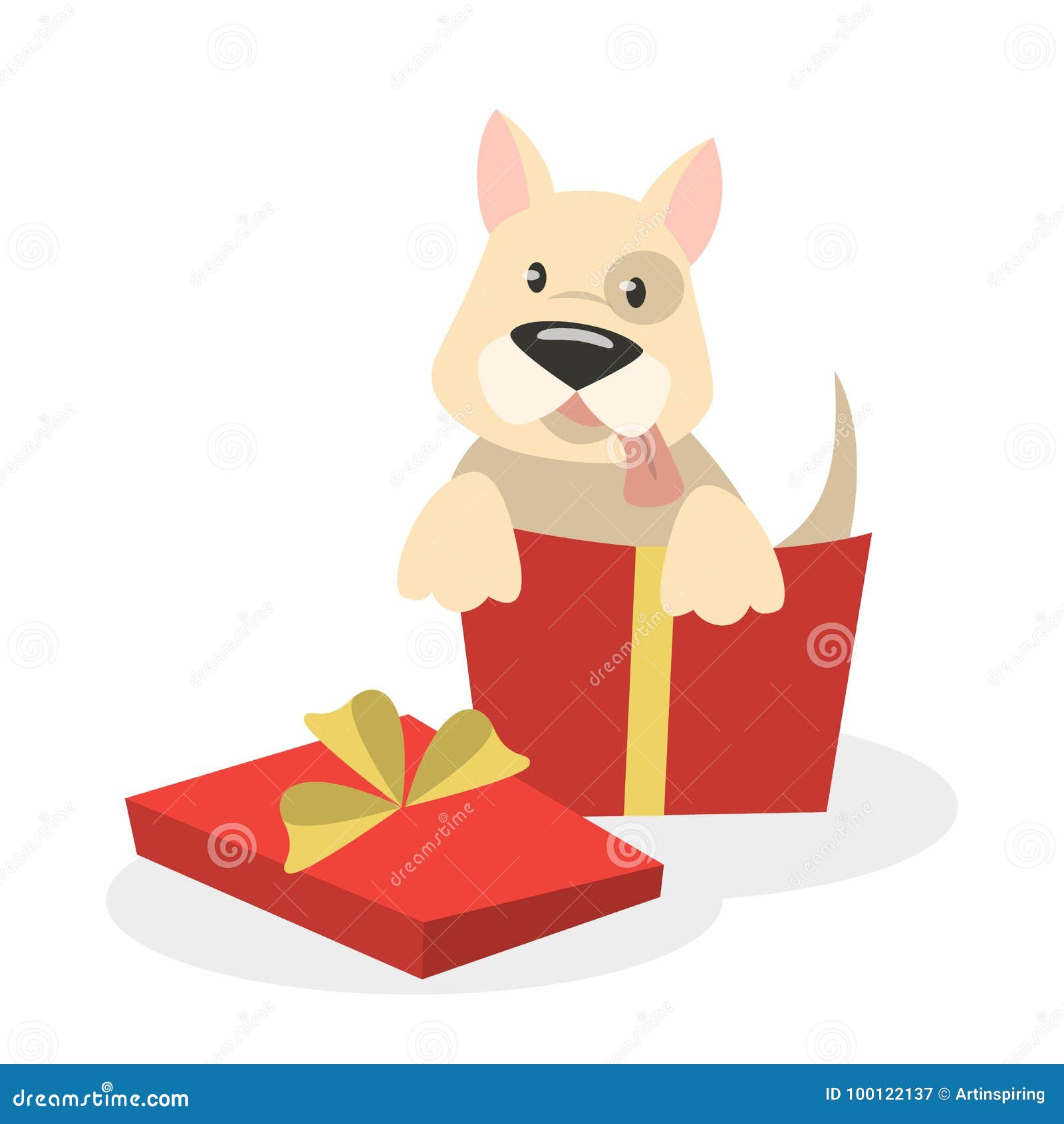 Dog In Box. Stock Vector. Illustration Of Gift, Smile - 100122137