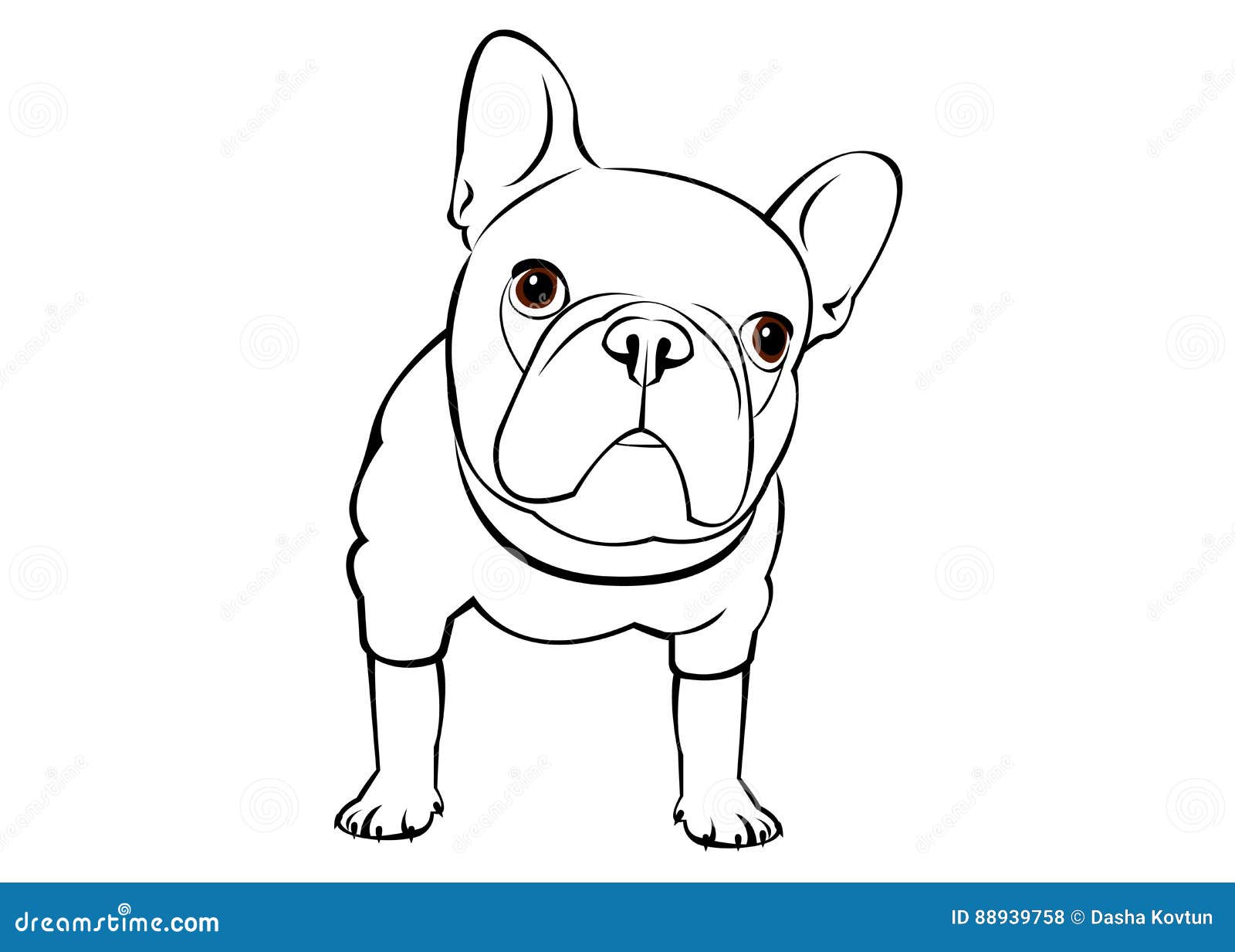 Dog Breed Cute Pet Animal Bulldog Frenc Stock Vector - Illustration of ...
