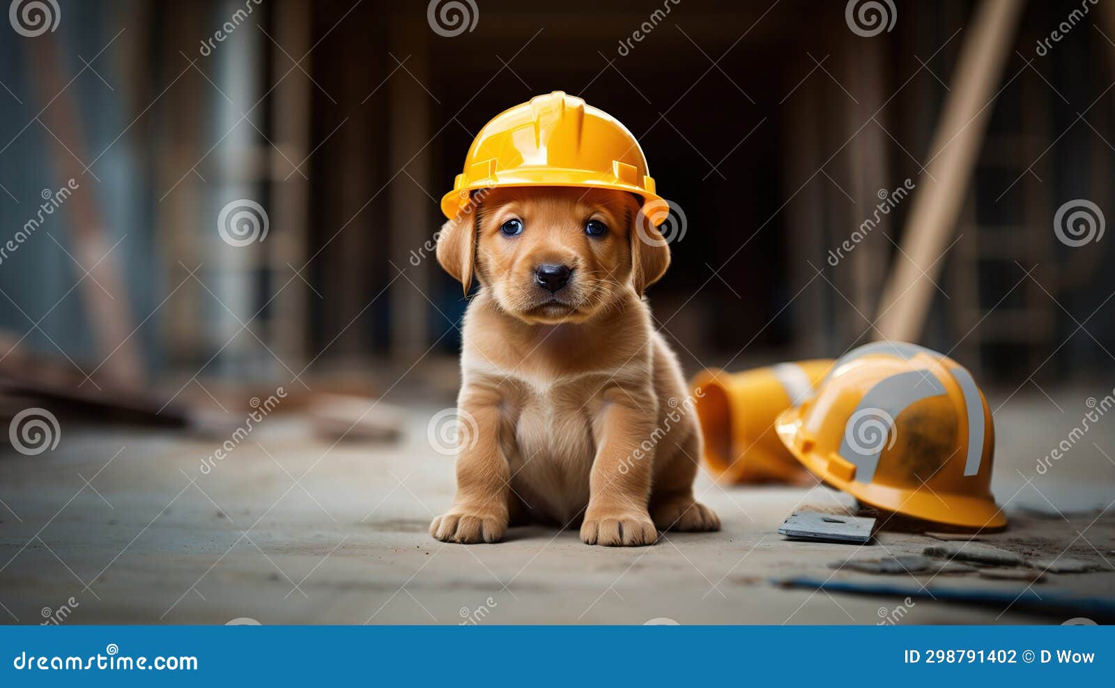 Dog Builder in a Construction Helmet. Stock Photo Image of labrador