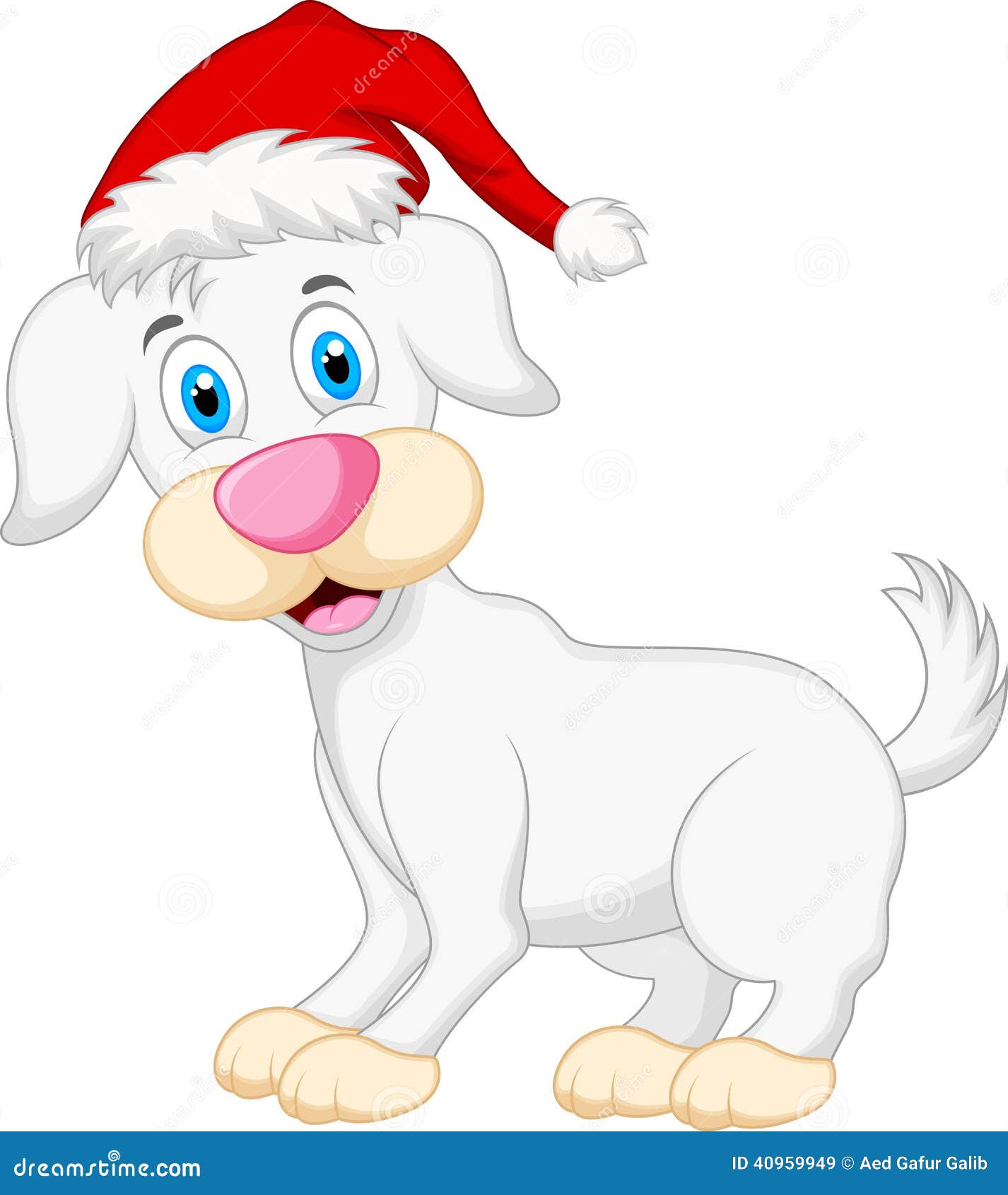 Dog Cartoon With Christmas Hat Stock Vector - Image: 40959949