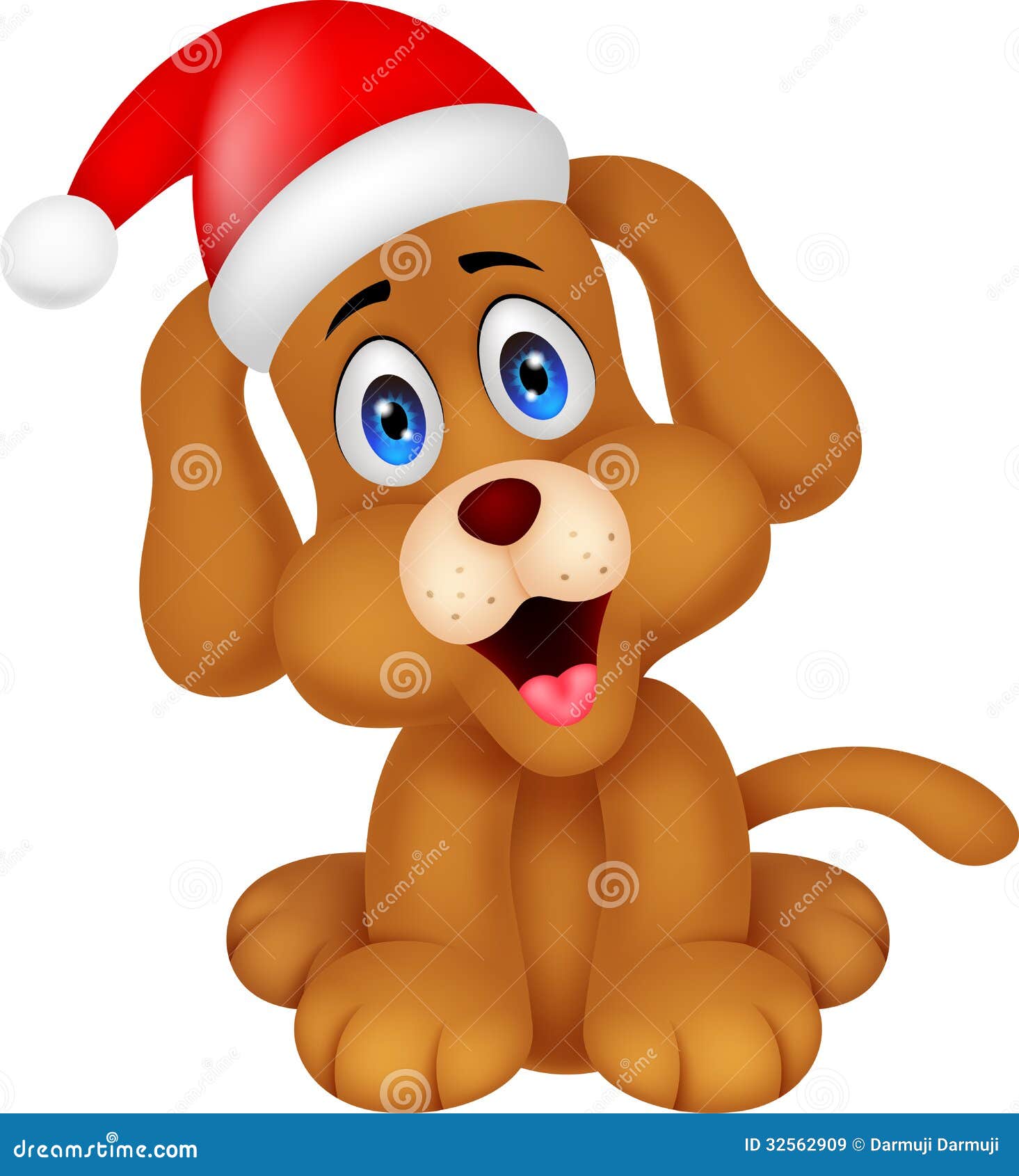 Dog Cartoon With Christmas Red Hat Stock Vector ...