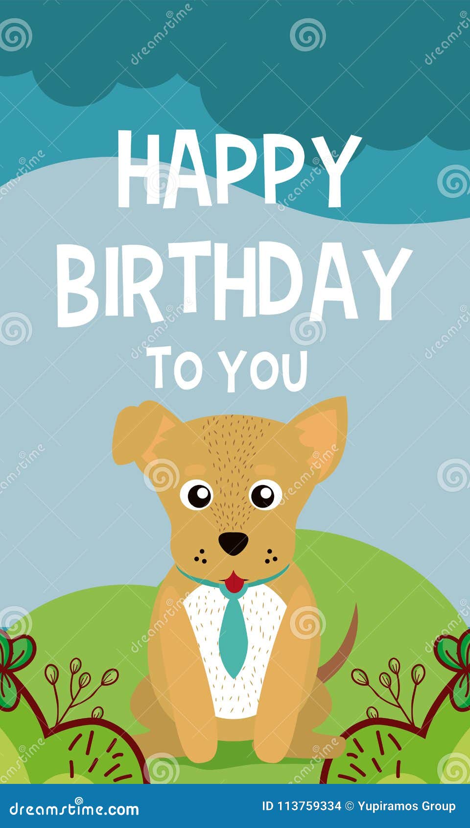 Dog Cute Animal Birthday Card Stock Vector - Illustration of mascot ...