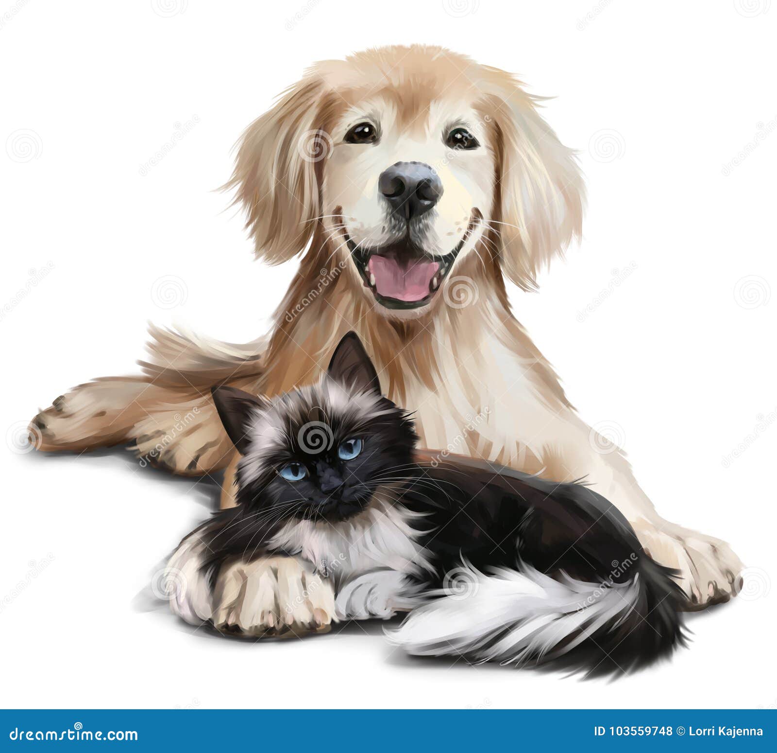 A dog and a cat stock illustration. Illustration of fluffy - 103559748 A Dog And A Cat Stock Illustration. Illustration Of Fluffy - 103559748