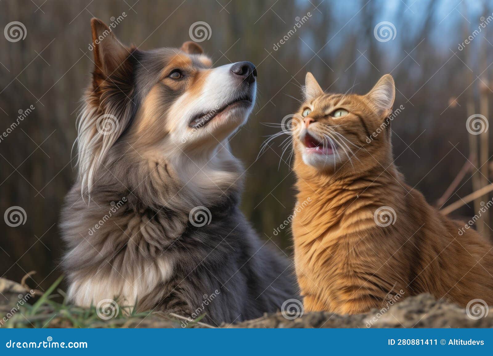 A Dog and Cat Duo, with the Dog Barking Orders and the Cat Meowing