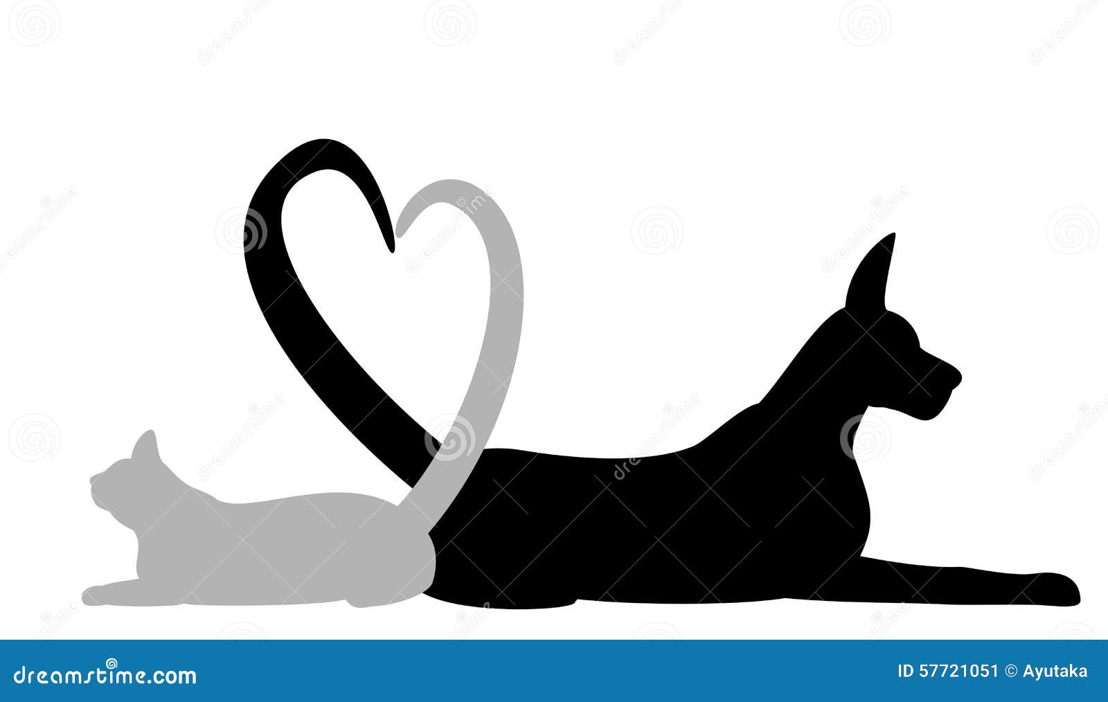 dog and cat making heart with tail