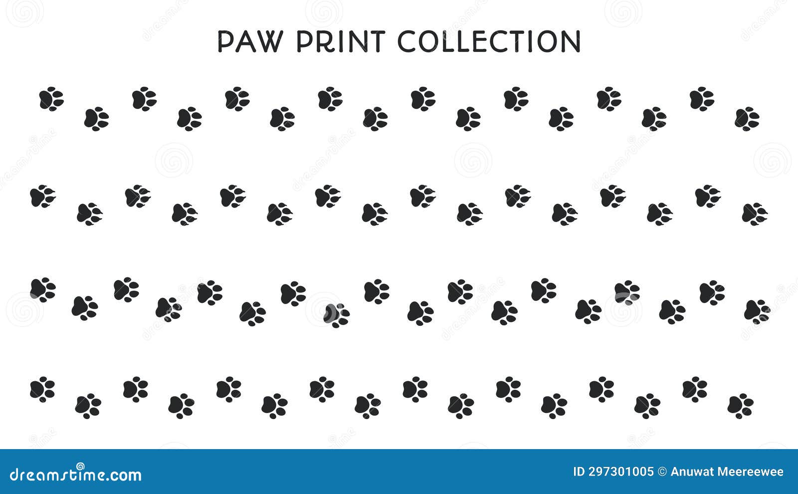 Dog and Cat Paw Prints. a Collection of Dog Footprints with Claws Stock