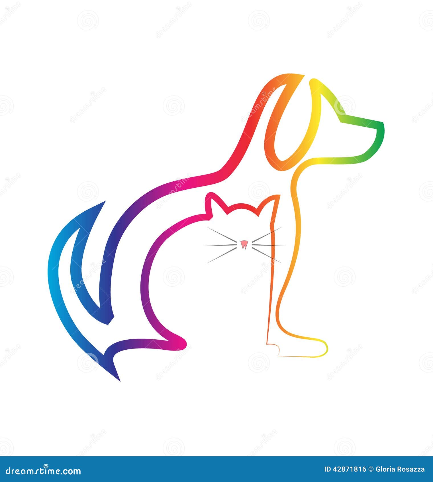 Dog And Cat Veterinary Illustration Logo Stock Vector