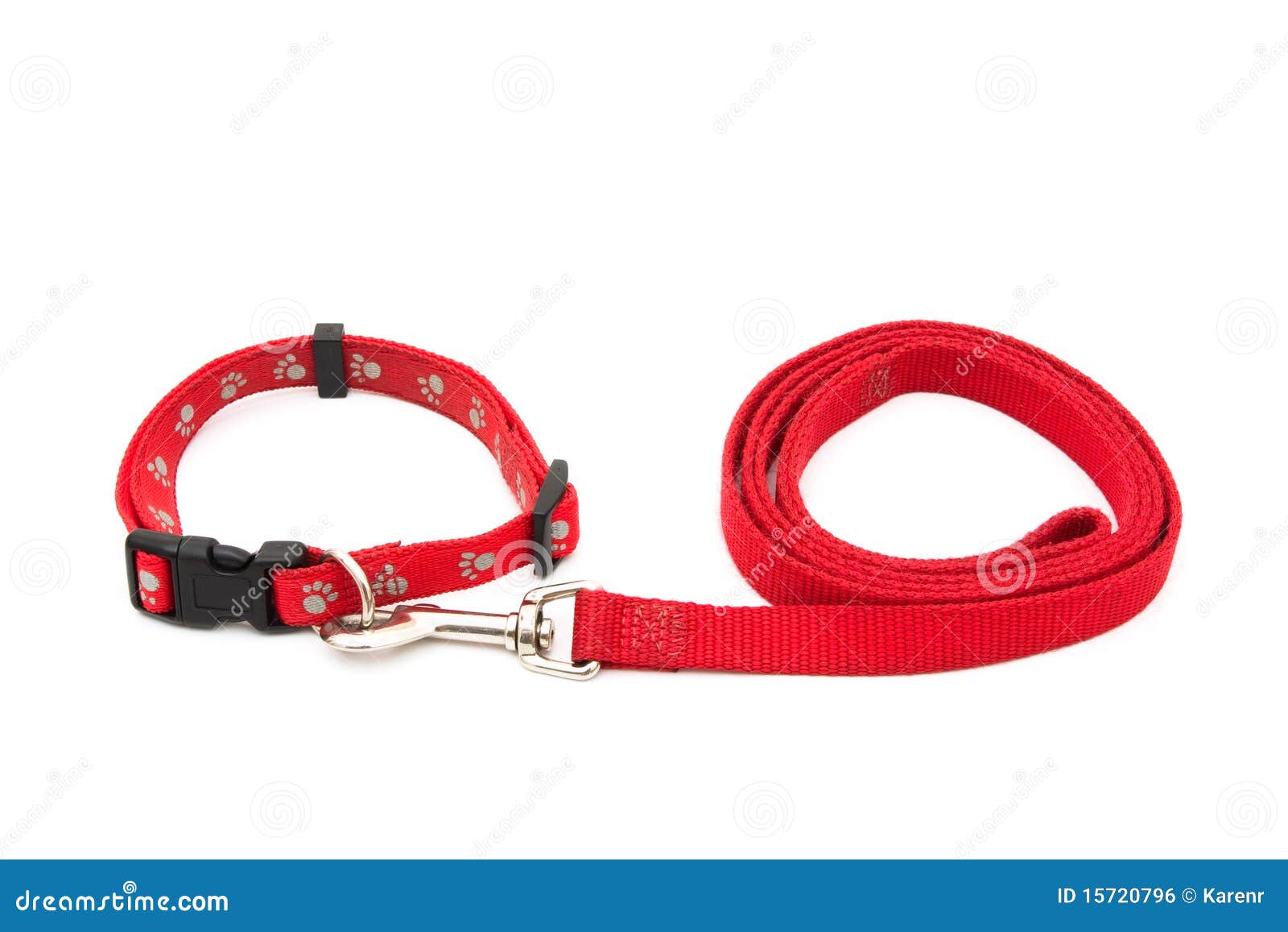 red dog leash and collar isolated on a white background, Dog Collar red dog leash and collar isolated on a white background, Dog Collar